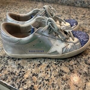 Golden Goose Silver and Blue Superstar Sneakers Size 37